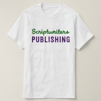 Camiseta T verde/roxo da publicação dos Scriptwriters