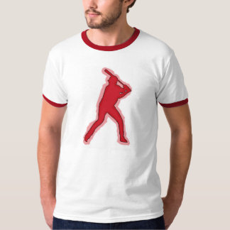 Camiseta T vermelho das caras da campainha do jogador de
