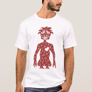 Camiseta T vermelho do branco da cara
