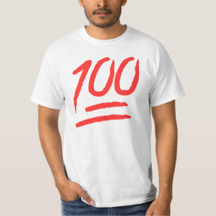 Camiseta T vermelho do mundo de "100" Emoji