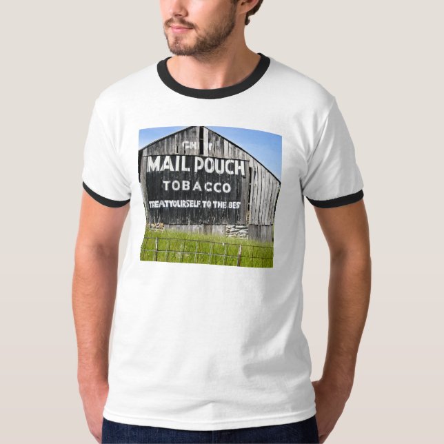 Camiseta Tabaco do malote de correio da mastigação, celeiro (Frente)