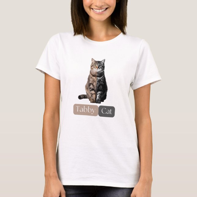 Camiseta Tabby cat Abraça a Altura da Camisa-Triturada (Frente)