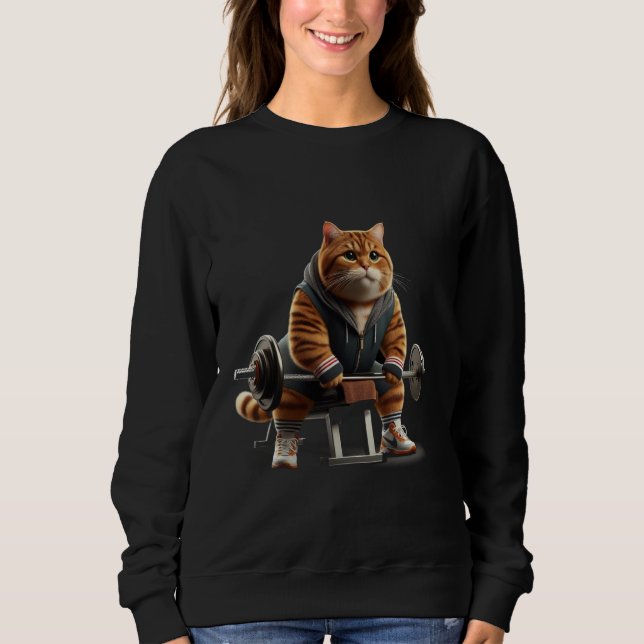 Camiseta Tabby Cat Gym Coach Train Duro Purr Harder (Frente)
