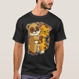 Camiseta Tabby Cat & Meerkat Cute Animais Para Mulheres Cud