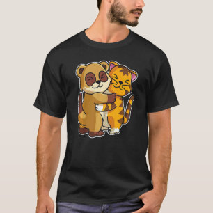 Camiseta Tabby Cat & Meerkat Cute Animais Para Mulheres Cud