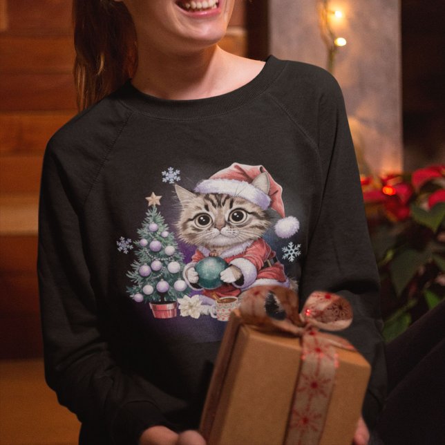 Camiseta Tabby Cat Papais noeis (tabby cat christas sweatshirt)