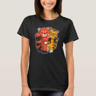 Camiseta Tabby Cat & Red Panda Cuja Espécie De Gato É Mata