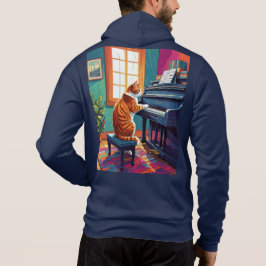 Camiseta Tabby Cat Tocando o Piano