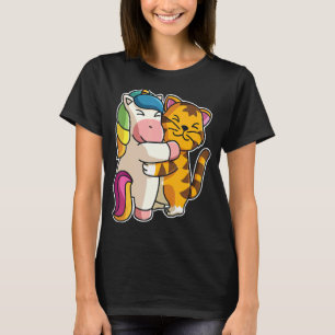 Camiseta Tabby Cat & Unicorn Cute Animais Para Mulheres Cud
