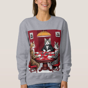 Camiseta Tabby Cats Reproduzindo Poker