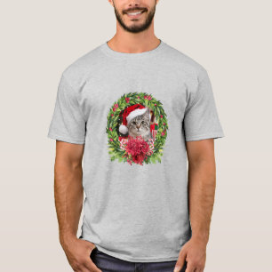 Camiseta Tabby Christmas Wreath