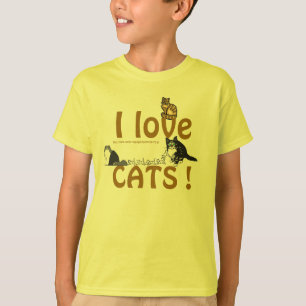 Camiseta Tabby e amigos. Adoro gatos, crianças!