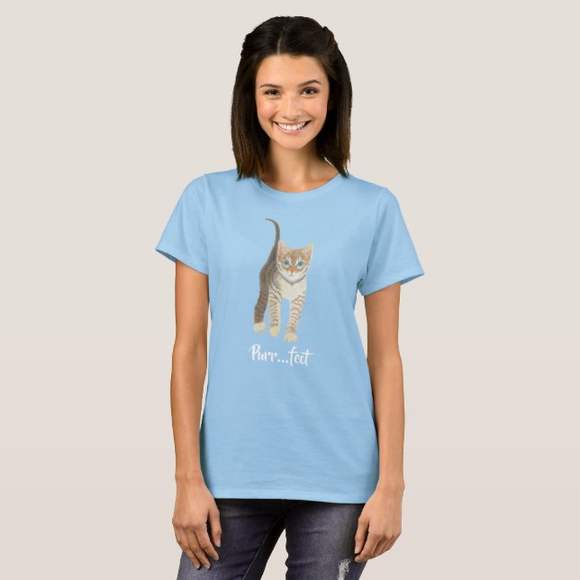 Camiseta Tabby Kitten Women's Light Blue (Frente Completa)