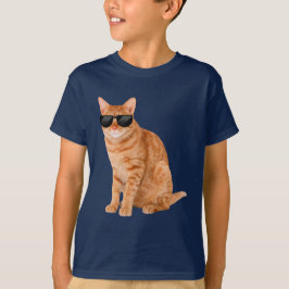 Camiseta Tabby Laranja Engraçado Gato Com Óculos De Sol