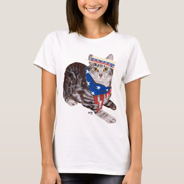 Camiseta Tabby Patriótico Americano Shorthair (Frente)