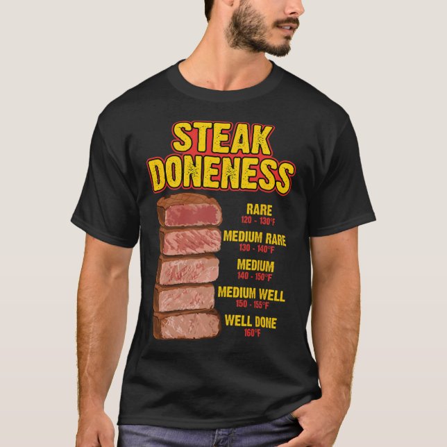 Camiseta Tabela de Guia de Mal Passado de Bife Churrasco Ca (Frente)