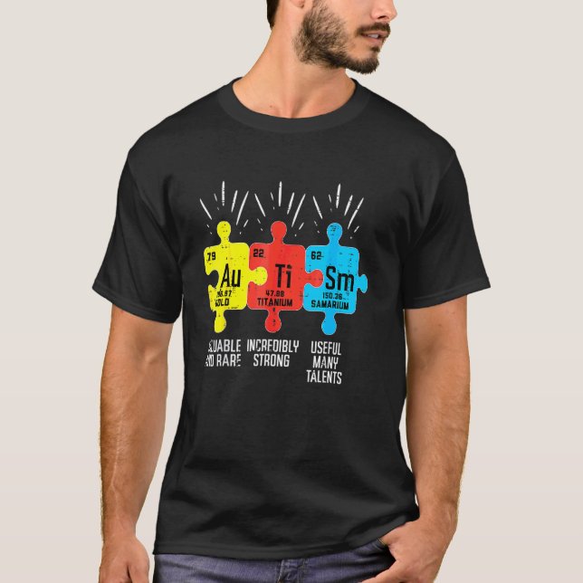 Camiseta Tabela Periódica de Elementos do Autismo Conscient (Frente)