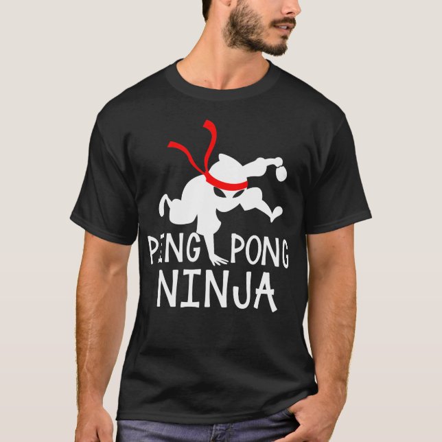 Camiseta Table Tennis Ping Pong Ninja Funny Table Sports Gi (Frente)