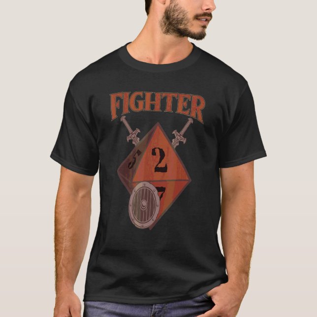 Camiseta Tabletop Roleplay Classe De Combatente De Dice D20 (Frente)