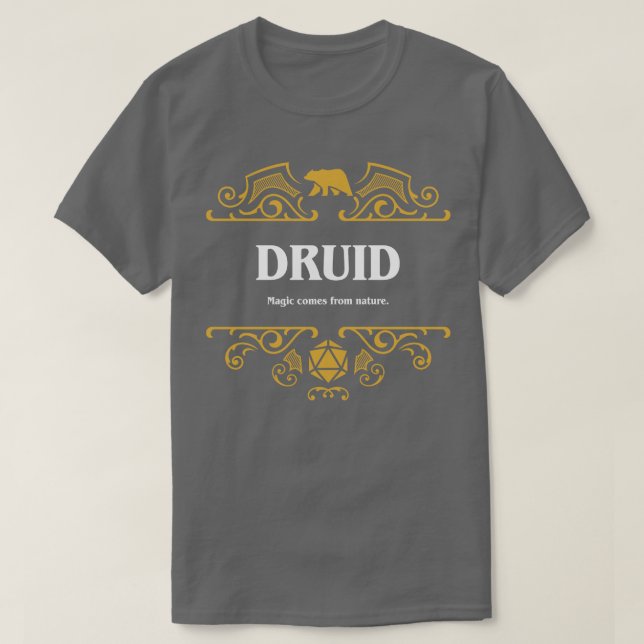Camiseta Tabletop RPG Classe Druid Jogos 1 (Frente do Design)