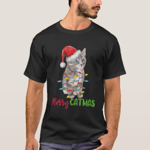 Camiseta Tabuleiro de Natal por Cat Ugly Xmas Tree Lights P