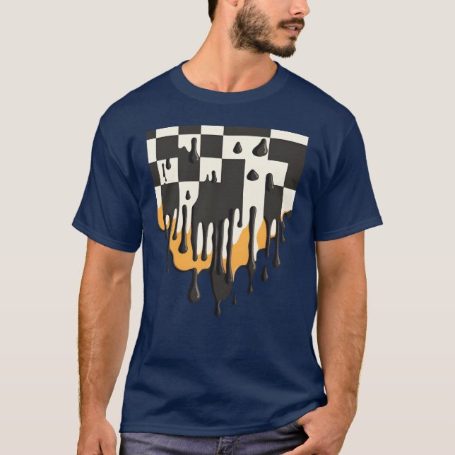 Camiseta Tabuleiro de Xadrez Derretendo engraçado (Frente)