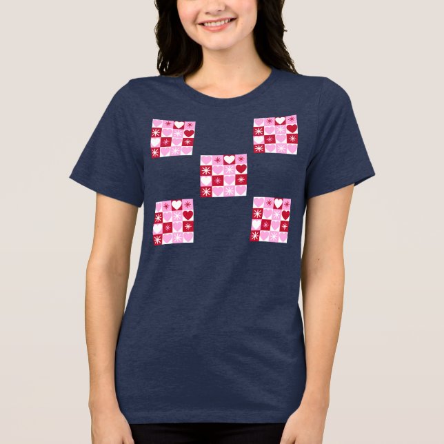 Camiseta Tabuleiro de xadrez do Dia dos Namorados  (Frente)