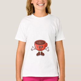 Camiseta Taça de Café de Cartoon Jogada e Engraçada