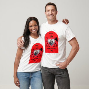 Camiseta Taça de Romance Cupido Foto Coração Vermelho Feliz