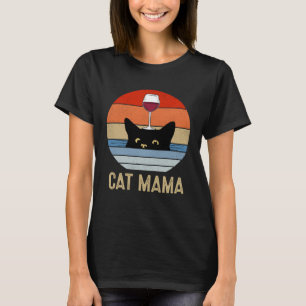 Camiseta Taça de Vinho de Gato Mãe Vintage Estilo Anos Oite