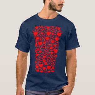 Camiseta Taça To Go De Cafés Corações Silhueta RED