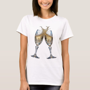 Camiseta Taças de champanhe de prata artística Arte de text
