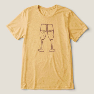 Camiseta Taças de Champanhe Minimalistas com Texto Forever