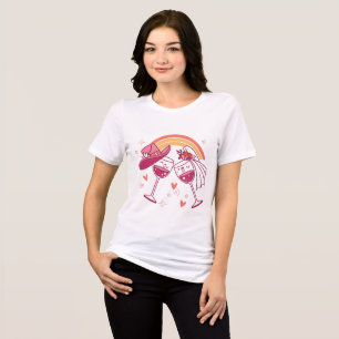 Camiseta Taças de Vinho de Casamento Fofas - Brinde dos Noi