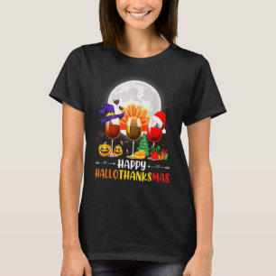 Camiseta Taças de Vinho Feliz Hallothanksmas Fantasia de A