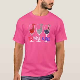 Camiseta Taças De Vinho Tinto Vinho Azul Equipe De Bebida