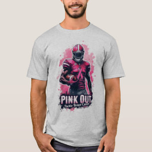 Camiseta Tackle com Rosa a Conscientização do Câncer de Mam