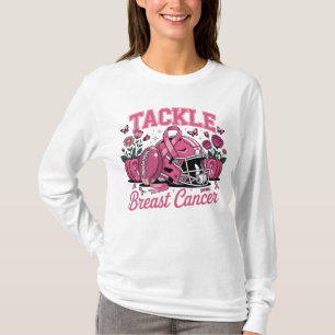 Camiseta Tackle o Câncer de Mama Capacete de Futebol Rosa A