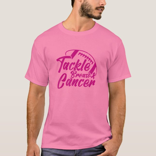 Camiseta Tackle o Sobrevivente de Futebol do Cancer da Mama (Frente)