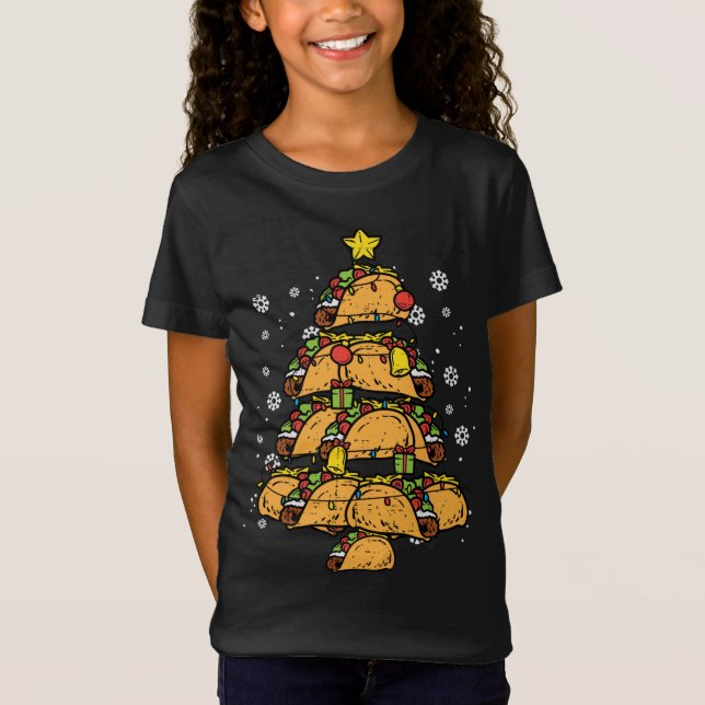 Camiseta Taco Árvore de Natal Xmas Pijamas Comida mexicana (Frente)