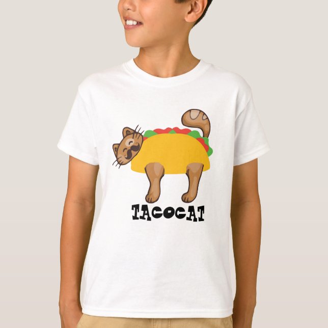 Camiseta Taco Cat Humor Unisex T Shirt, Palindrome Graphic (Frente)