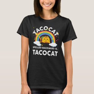 Camiseta Taco Cat Kids Toddler Boy Spels Para Trás É Taco