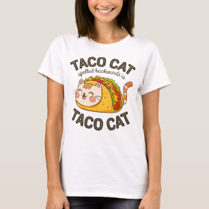 Camiseta Taco Cat Ortografado Para Trás É Taco Cat Felino