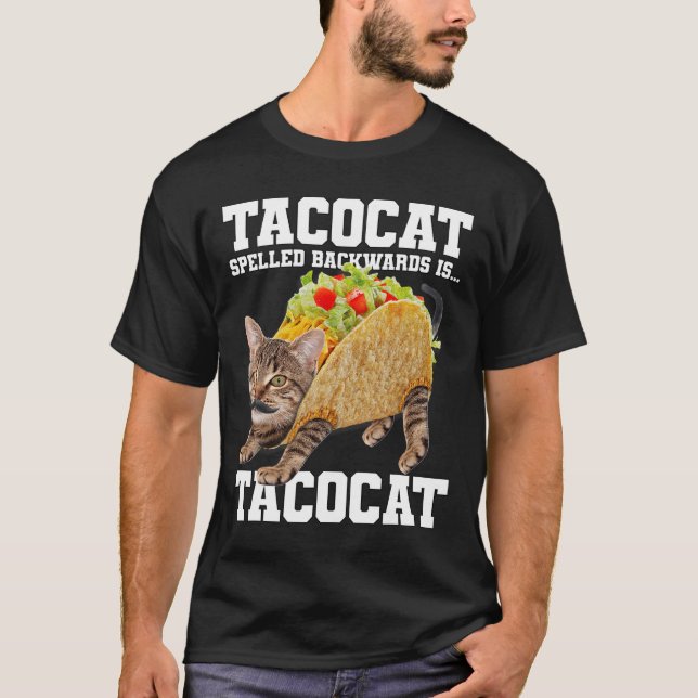 Camiseta Taco Cat Ortografado Para Trás É Tacocat Memória B (Frente)