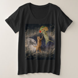 Camiseta Taco Cats e a Lua e o Universo Mais-Camisa de Mulh