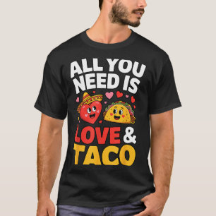 Camiseta Taco cinco de maio amor coração fofo chapéu comida