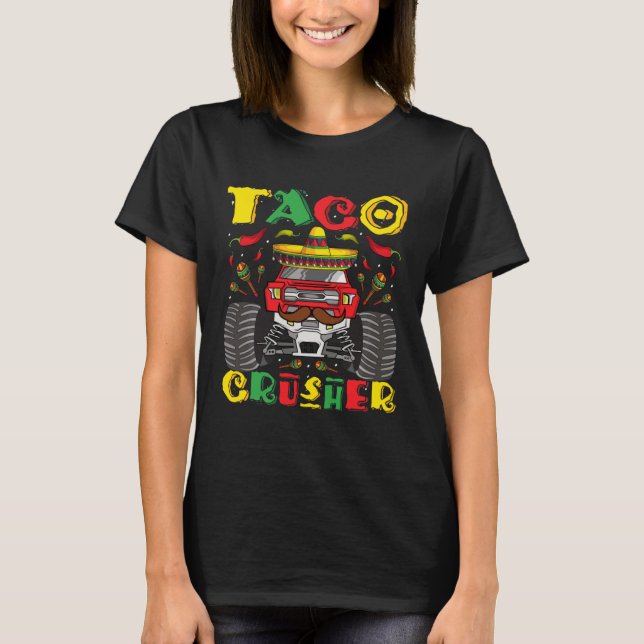 Camiseta Taco Crusher Monster Truck Toddler Boys Cinco De M (Frente)