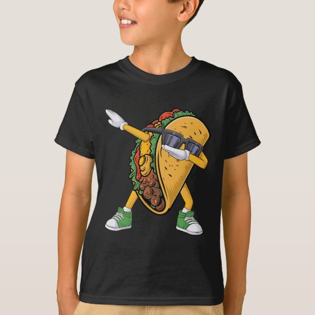 Camiseta Taco Dabbing Cinco De Mayo Engraçado Rapazes Homen (Frente)