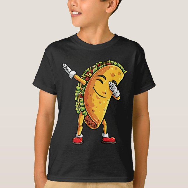 Camiseta Taco Dabbing Cinco De Mayo Engraçado Rapazes Homen (Frente)