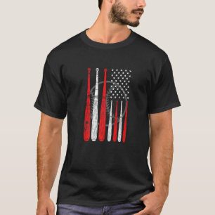 Camiseta Taco de beisebol Bandeira dos EUA Arremessador Rec